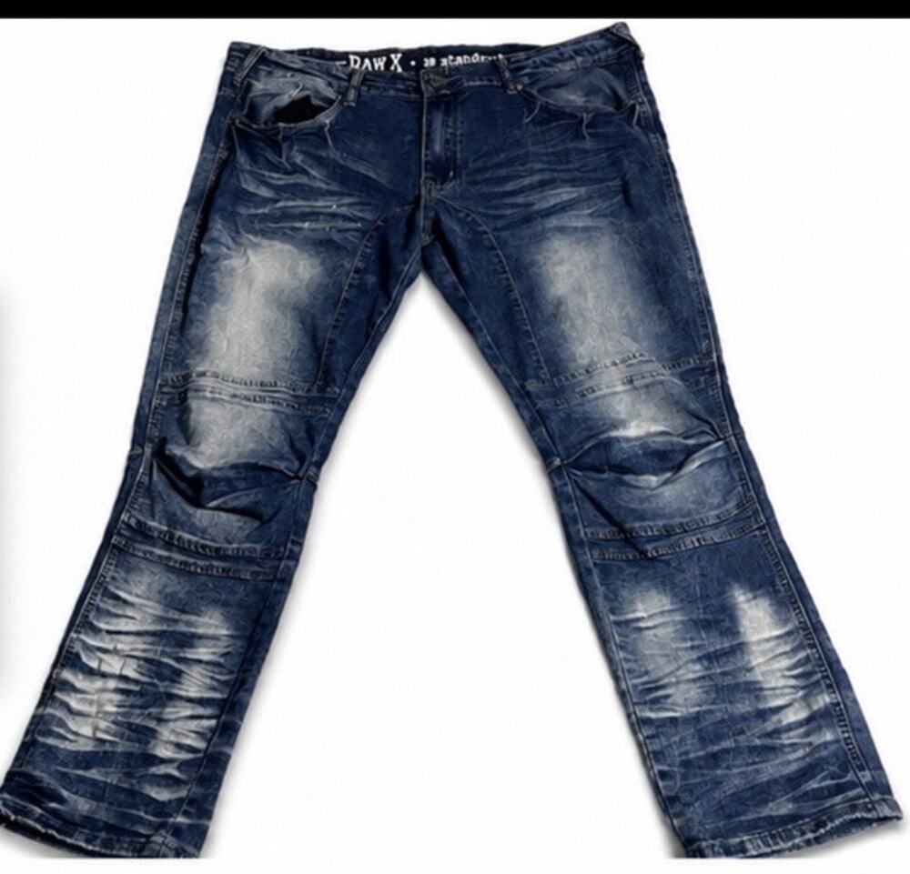 Raw X Vintage Inspired Mens Jeans Blue Embroidered Distressed Size 38x32